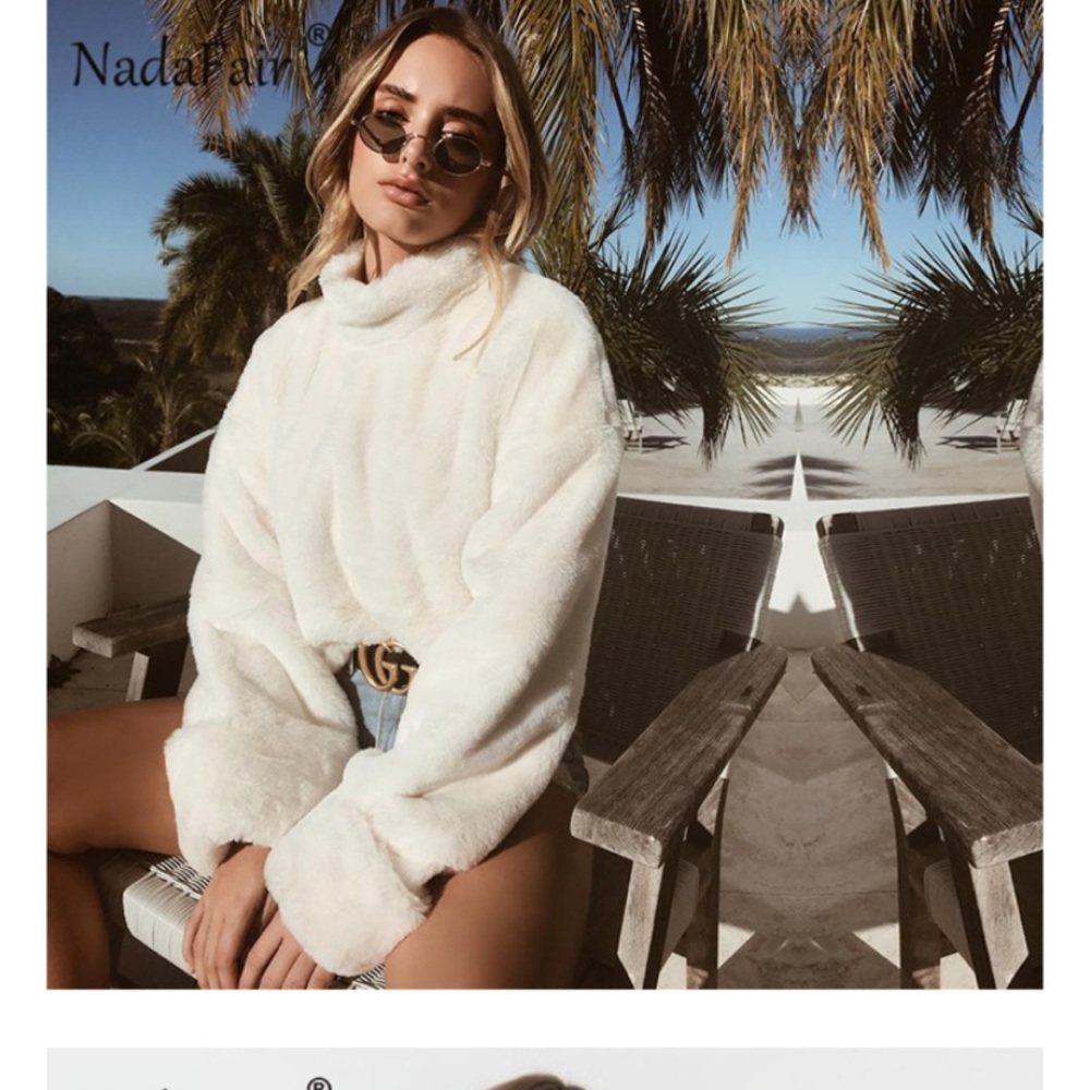 white faux fur sweater - Picture 3 of 6